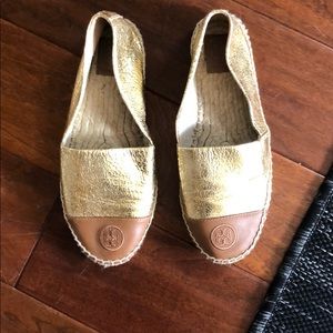 Gold Tory Burch espadrille
